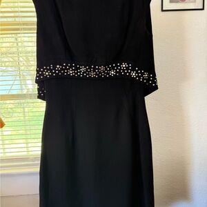 Black Cowl Neck Embellished Cocktail Dress